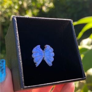 BRAND NEW Moonstone Butterfly 925 Sterling Silver Adjustable Ring